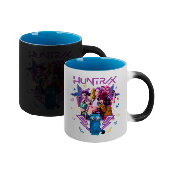 Huntrix K-pop series, Κούπα Μαγική εσωτερικό μπλε, κεραμική 330ml που αλλάζει χρώμα με το ζεστό ρόφημα