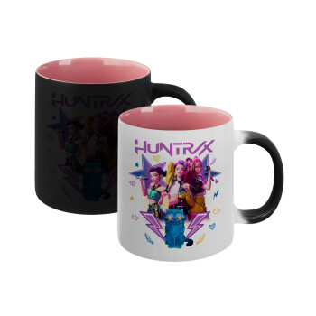 Huntrix K-pop series, Κούπα Μαγική εσωτερικό ΡΟΖ, κεραμική 330ml που αλλάζει χρώμα με το ζεστό ρόφημα