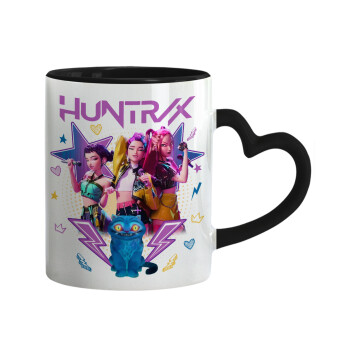 Huntrix K-pop series, Κούπα καρδιά χερούλι μαύρη, κεραμική, 330ml