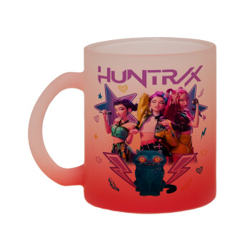 Huntrix K-pop series, Κούπα γυάλινη δίχρωμη με βάση το κόκκινο ματ, 330ml