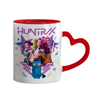 Huntrix K-pop series, Κούπα καρδιά χερούλι κόκκινη, κεραμική, 330ml