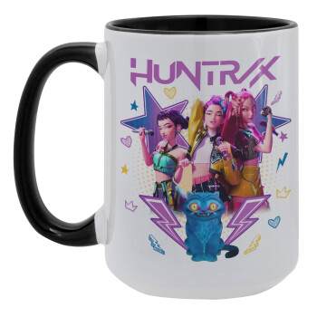 Huntrix K-pop series, Κούπα Mega 15oz, κεραμική Μαύρη, 450ml