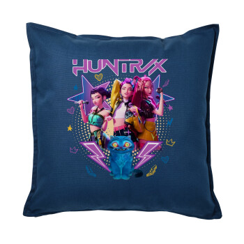 Huntrix K-pop series, Μαξιλάρι καναπέ Μπλε 100% βαμβάκι, περιέχεται το γέμισμα (50x50cm)