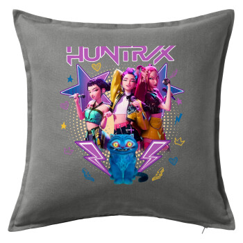 Huntrix K-pop series, Μαξιλάρι καναπέ Γκρι 100% βαμβάκι, περιέχεται το γέμισμα (50x50cm)