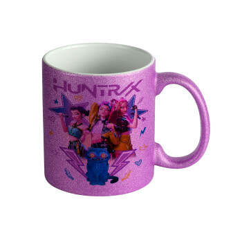 Huntrix K-pop series, Κούπα Μωβ Glitter που γυαλίζει, κεραμική, 330ml