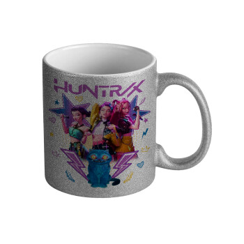 Huntrix K-pop series, Κούπα Ασημένια Glitter που γυαλίζει, κεραμική, 330ml