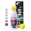 Tennis ball Metal mug thermos White, double wall, 550ml