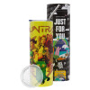 Neon Yellow Travel Tumbler, with metal straw (Stainless steel 304 Food grade, BPA free, 600ml)