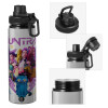 Metallic water bottle with safety cap, 850ml aluminum