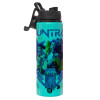 Metallic water bottle with safety lid, 850ml aluminum