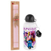 Easter Set, metallic aluminum bottle (500ml) & aromatic flat Easter candle (30cm) (PINK)