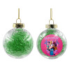 Transparent Christmas tree ball ornament with green filling 8cm