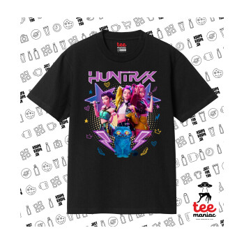 Huntrix K-pop series, Κλασικό T-Shirt, διπλής ραφής, χωρίς πλευρικές ραφές ΜΑΥΡΟ από 100% βαμβάκι. Vegan & OEKO-TEX πιστοποιημένο.