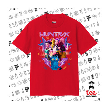 Huntrix K-pop series, Κλασικό T-Shirt, διπλής ραφής, χωρίς πλευρικές ραφές ΚΟΚΚΙΝΟ από 100% βαμβάκι. Vegan & OEKO-TEX πιστοποιημένο.