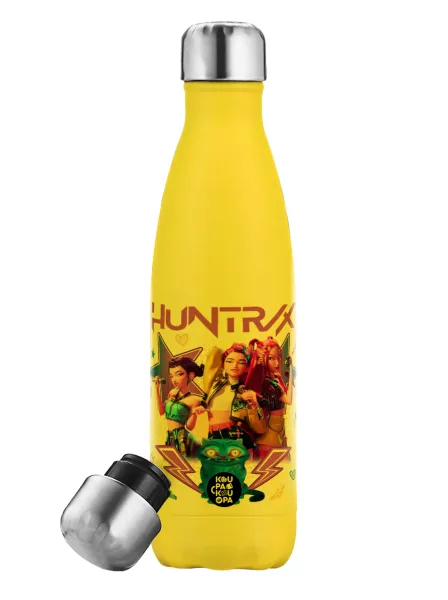 Huntrix K-pop series — Yellow Stainless Steel Metallic Thermos, double-walled, 500ml