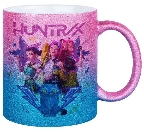 Huntrix K-pop series — Gold/blue glitter mug, ceramic, 330ml