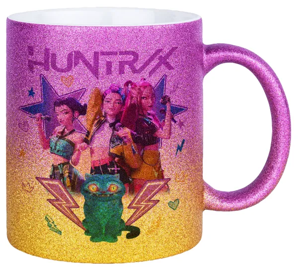 Huntrix K-pop series — Gold/pink glitter mug, ceramic, 330ml