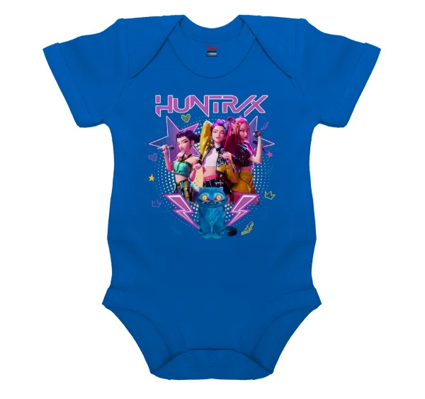 Huntrix K-pop series — Short-sleeve baby bodysuit, cobalt blue, 100% organic cotton