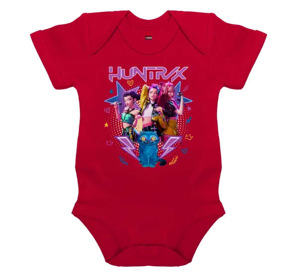 Huntrix K-pop series — Βρεφικό φορμάκι μωρού,ΚΟΚΚΙΝΟ, 100% Organic Cotton, κοντομάνικο