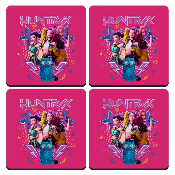 Huntrix K-pop series — Σουβέρ ξύλινα τετράγωνα (9cm)