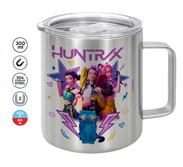 Huntrix K-pop series — Κούπα Ανοξείδωτη διπλού τοιχώματος 300ml με καπάκι διατήρησης θερμοκρασίας