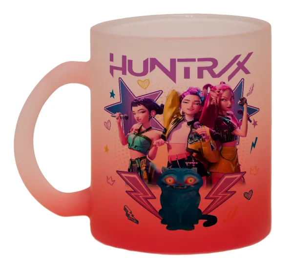 Huntrix K-pop series — Κούπα γυάλινη δίχρωμη με βάση το κόκκινο ματ, 330ml