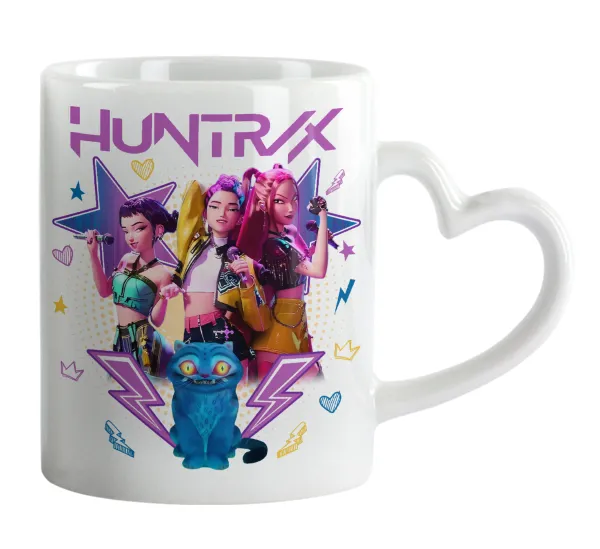 Huntrix K-pop series — Κούπα καρδιά χερούλι λευκή, κεραμική, 330ml
