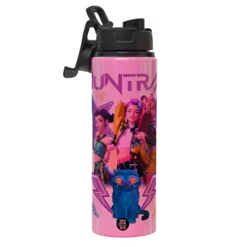 Huntrix K-pop series, Μεταλλικό παγούρι νερού με καπάκι ασφαλείας, αλουμινίου 850ml