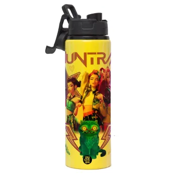 Huntrix K-pop series, Μεταλλικό παγούρι νερού με καπάκι ασφαλείας, αλουμινίου 850ml