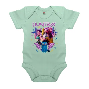Huntrix K-pop series, Βρεφικό φορμάκι μωρού, 0-18 μηνών, mint (Μέντα), 100% Organic Cotton, κοντομάνικο