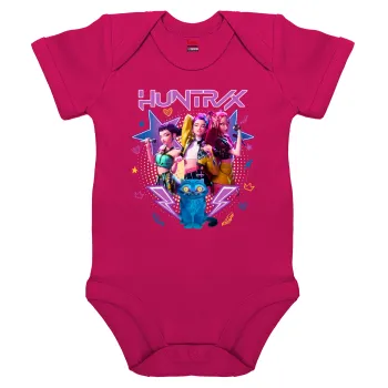 Huntrix K-pop series, Βρεφικό φορμάκι μωρού, 0-18 μηνών, ΡΟΖ, 100% Organic Cotton, κοντομάνικο