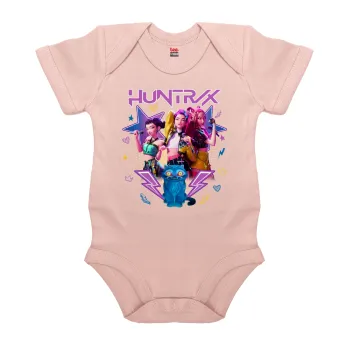 Huntrix K-pop series, Βρεφικό φορμάκι μωρού, 0-18 μηνών, ΡΟΖ POWDER, 100% Organic Cotton, κοντομάνικο
