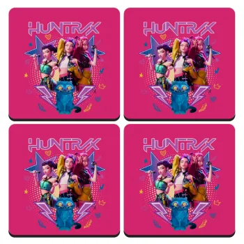 Huntrix K-pop series, ΣΕΤ 4 Σουβέρ ξύλινα τετράγωνα (9cm)
