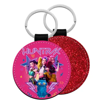 Huntrix K-pop series, Μπρελόκ Δερματίνη, στρογγυλό ΚΟΚΚΙΝΟ (5cm)