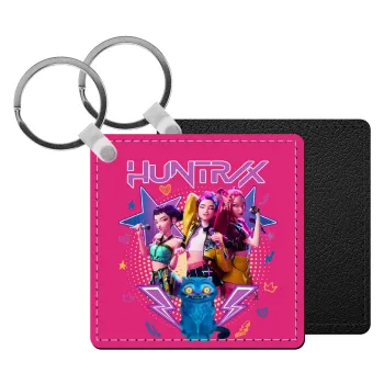 Huntrix K-pop series, Μπρελόκ Δερματίνη, τετράγωνο ΜΑΥΡΟ (5x5cm)