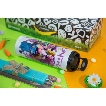 Huntrix K-pop series, Πασχαλινή Λαμπάδα με Travel Tumbler θερμό με διπλό καπάκι (600ml, BPA free) & κερί αρωματικό πλακέ (30cm) (ΤΙΡΚΟΥΑΖ)