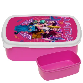 Huntrix K-pop series, ΡΟΖ παιδικό δοχείο φαγητού (lunchbox) πλαστικό (BPA-FREE) Lunch Βox M18 x Π13 x Υ6cm