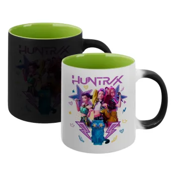 Huntrix K-pop series, Κούπα Μαγική εσωτερικό πράσινο, κεραμική 330ml που αλλάζει χρώμα με το ζεστό ρόφημα