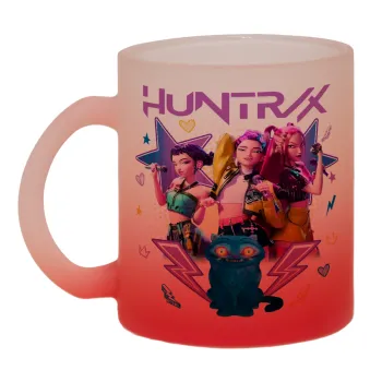 Huntrix K-pop series, Κούπα γυάλινη δίχρωμη με βάση το κόκκινο ματ, 330ml