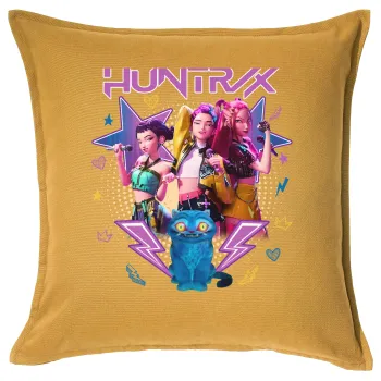 Huntrix K-pop series, Μαξιλάρι καναπέ Κίτρινο 100% βαμβάκι, περιέχεται το γέμισμα (50x50cm)