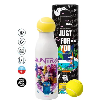 Huntrix K-pop series, Μπάλα τένις μεταλλικό παγούρι θερμός, διπλού τοιχώματος, 550ml