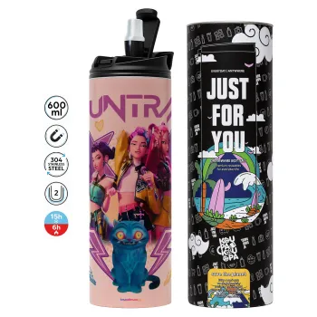 Huntrix K-pop series, Tumbler ποτήρι θερμό ΡΟΖ από ανοξείδωτο ατσάλι 600ml