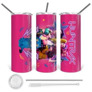 Huntrix K-pop series, Tumbler ποτήρι θερμό από ανοξείδωτο ατσάλι 600ml, με μεταλλικό καλαμάκι & βούρτσα καθαρισμού