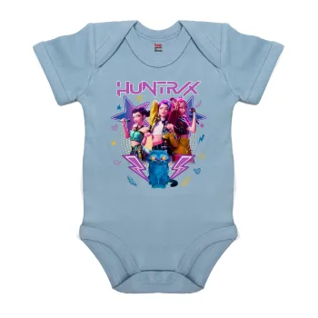 Huntrix K-pop series, Βρεφικό φορμάκι μωρού, 0-18 μηνών, Μπλε, 100% Organic Cotton, κοντομάνικο