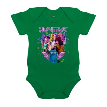 Huntrix K-pop series, Βρεφικό φορμάκι μωρού, ΠΡΑΣΙΝΟ, 100% Organic Cotton, κοντομάνικο