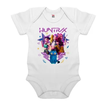 Huntrix K-pop series, Βρεφικό φορμάκι μωρού, 0-24 μηνών, ΛΕΥΚΟ, 100% Organic Cotton, κοντομάνικο