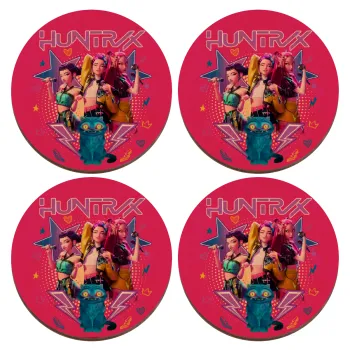 Huntrix K-pop series, ΣΕΤ x4 Σουβέρ ξύλινα στρογγυλά plywood (9cm)