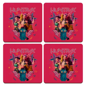 Huntrix K-pop series, ΣΕΤ x4 Σουβέρ ξύλινα τετράγωνα plywood (9cm)