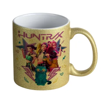 Huntrix K-pop series, Κούπα Χρυσή Glitter που γυαλίζει, κεραμική, 330ml