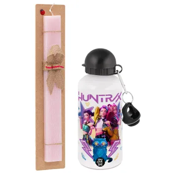 Huntrix K-pop series, Easter Set, metallic aluminum bottle (500ml) & aromatic flat Easter candle (30cm) (PINK)